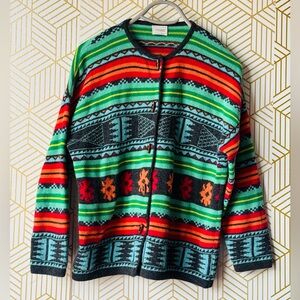 Vintage UNITED COLORS OF BENETTON '80s Pattern Knit Wool Sweater, Size Small